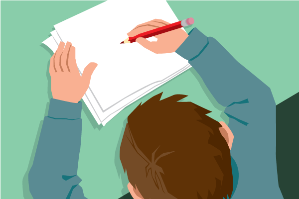 Person writing on paper